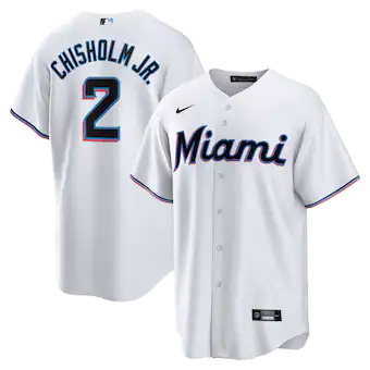 mens nike jazz chisholm jr white miami marlins home replica